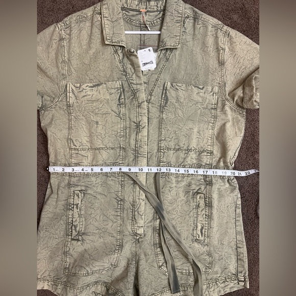 NWT FREE PEOPLE Rhodes Chino Coverall, XLARGE (Acid Washed Green) - Picture 4 of 6